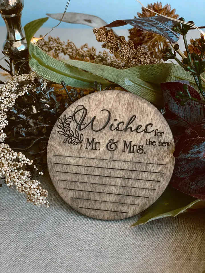 Wedding Advice Card & Coaster in Bulk, Wooden Wish Card for Party