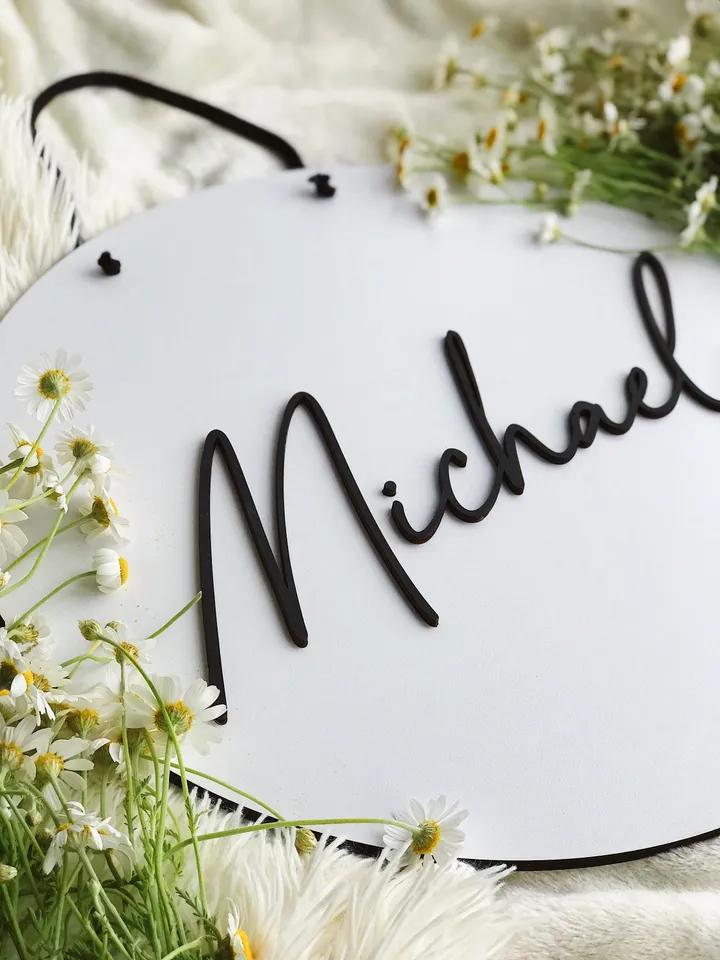 Wooden Nursery Name Sign, Custom Name Sign for Baby Boy or Girl, New Mom Gift, Baby Shower Welcome Sign