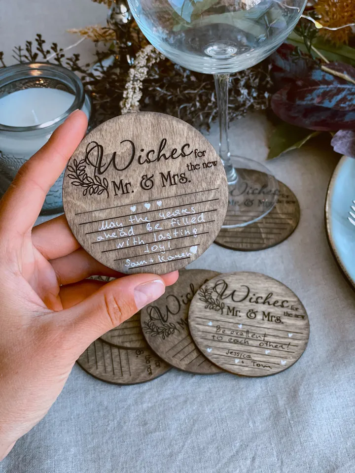 Wedding Advice Coasters, Mrs and Mrs Advice Cards, Well Wishes Fill In Wedding Cards