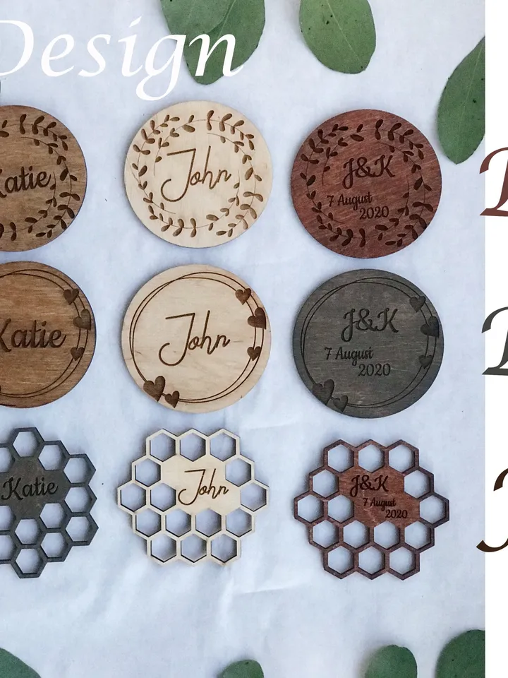 Set of Wedding Place Cards, Wooden Coaster, Custom Place Setting Name, Guest Favors, Thanksgiving Table Décor