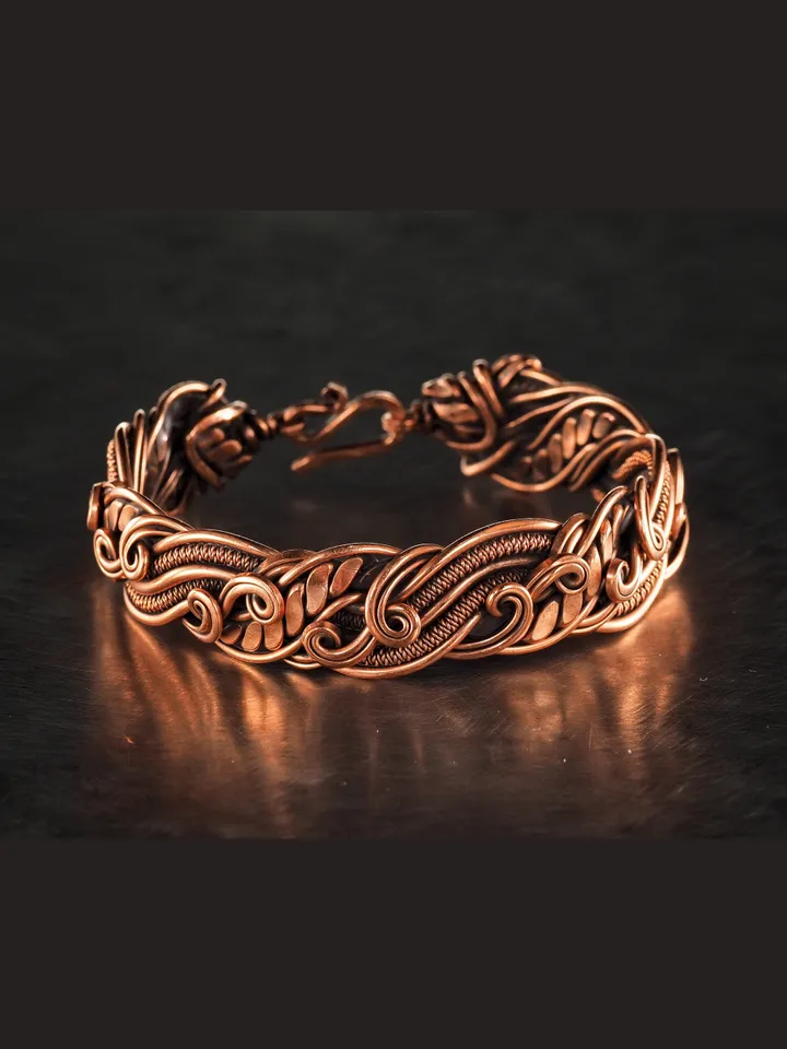 Copper wire wrapped bracelet for woman 7th Anniversary gift Small size bracelet Antique style copper Jewelry
