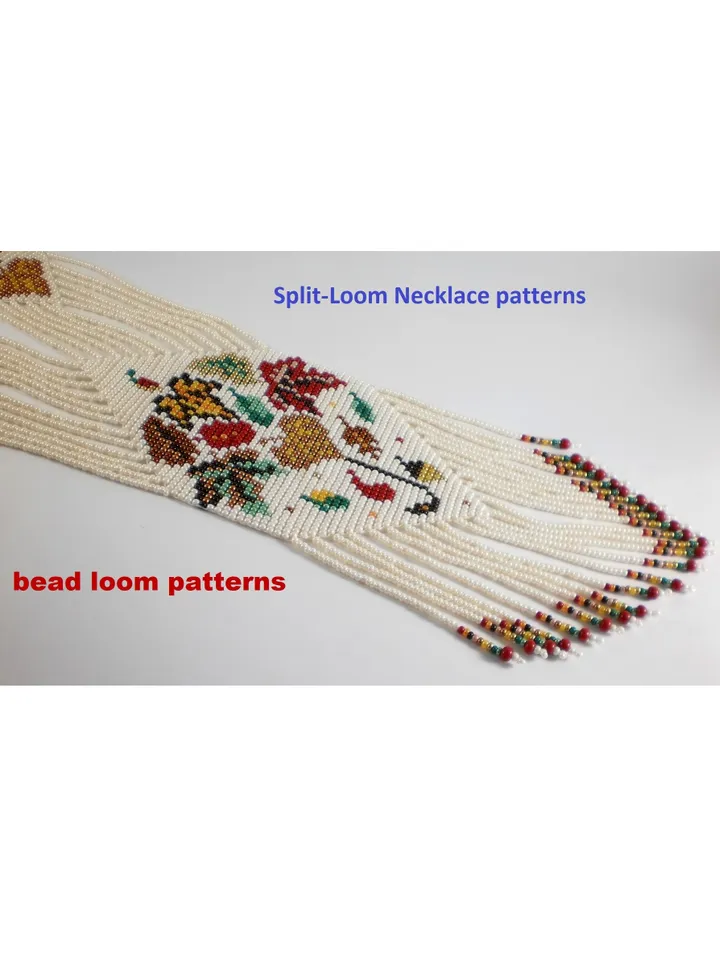 Bead loom patterns, schemes for a Gerdan-Split-Loom Necklace, Beading Loom only Pattern, Instant Download, PDF