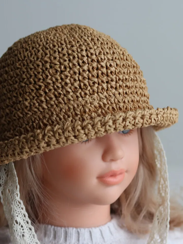 Baby summer hat, straw bucket beach sun hat , summer outfit for kids
