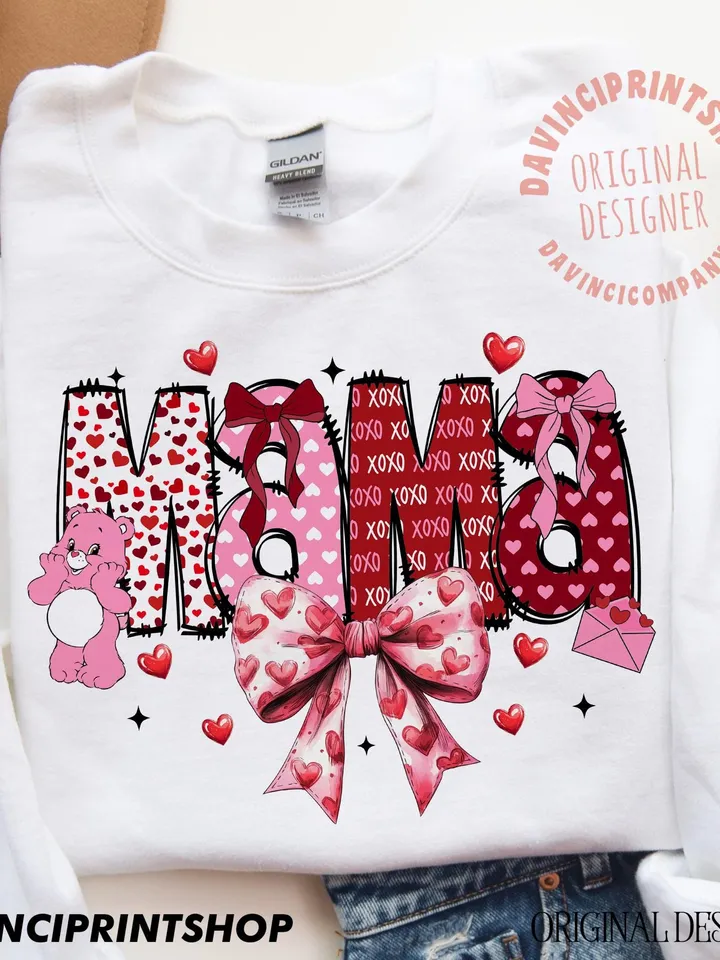 Valentine Mama coquette png, Valentine png, Mama Valentine png, Valentines Day Sublimation, mama and mini Gigi Nana Png, Retro Valentine png