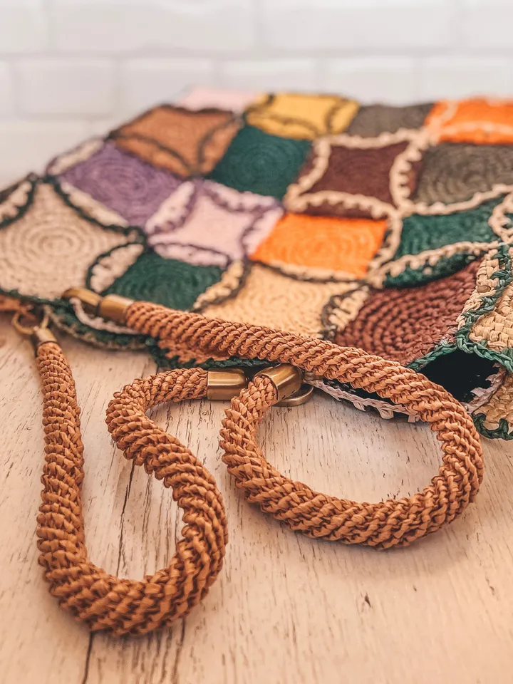 Crochet pattern big bag with raffia PDF digital instant download, tote, market bag, pouch, farmer bag