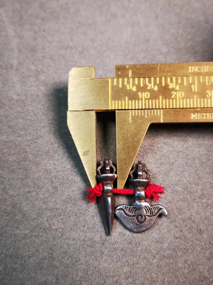 Gandhanra Antique Tibetan Amulet Pendant,Mini Phurba and Kartika(knife of the dakinis) ,for Prayer Bead Counter,Mala Accessories