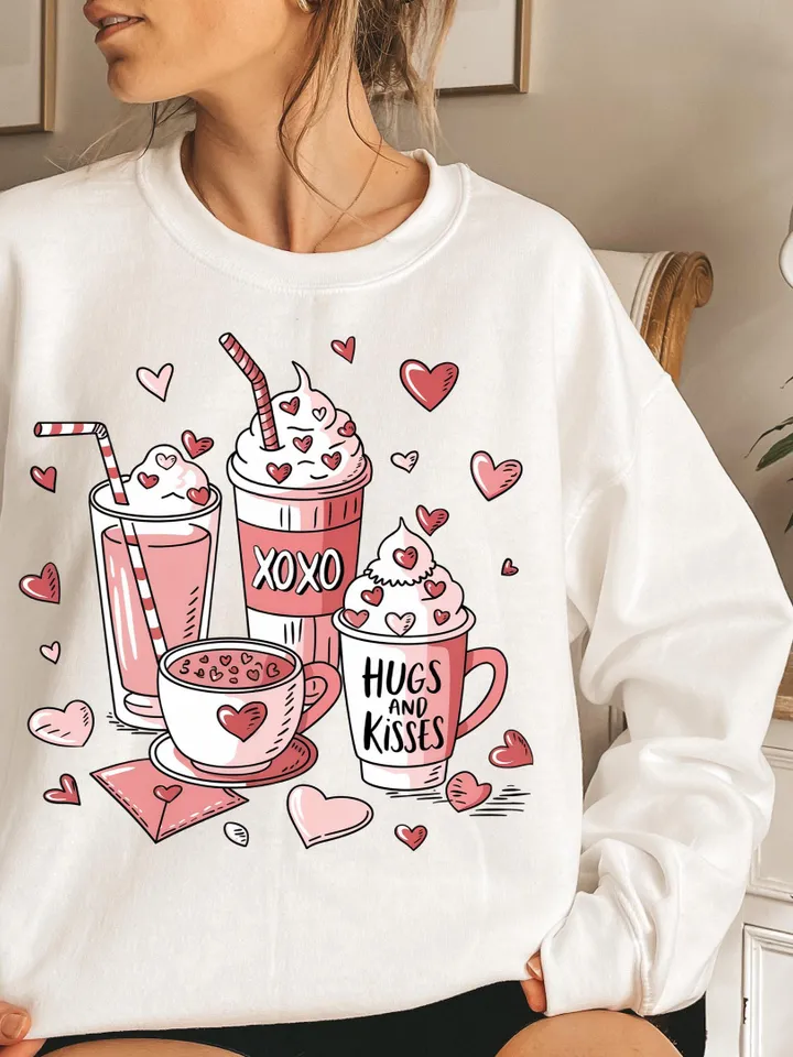 Coffee Valentine Png, Valentines Day, XOXO Hugs and Kisses Png, Digital Download, Valentine Graphics, Coffee Lover Png, Coffee Sublimation