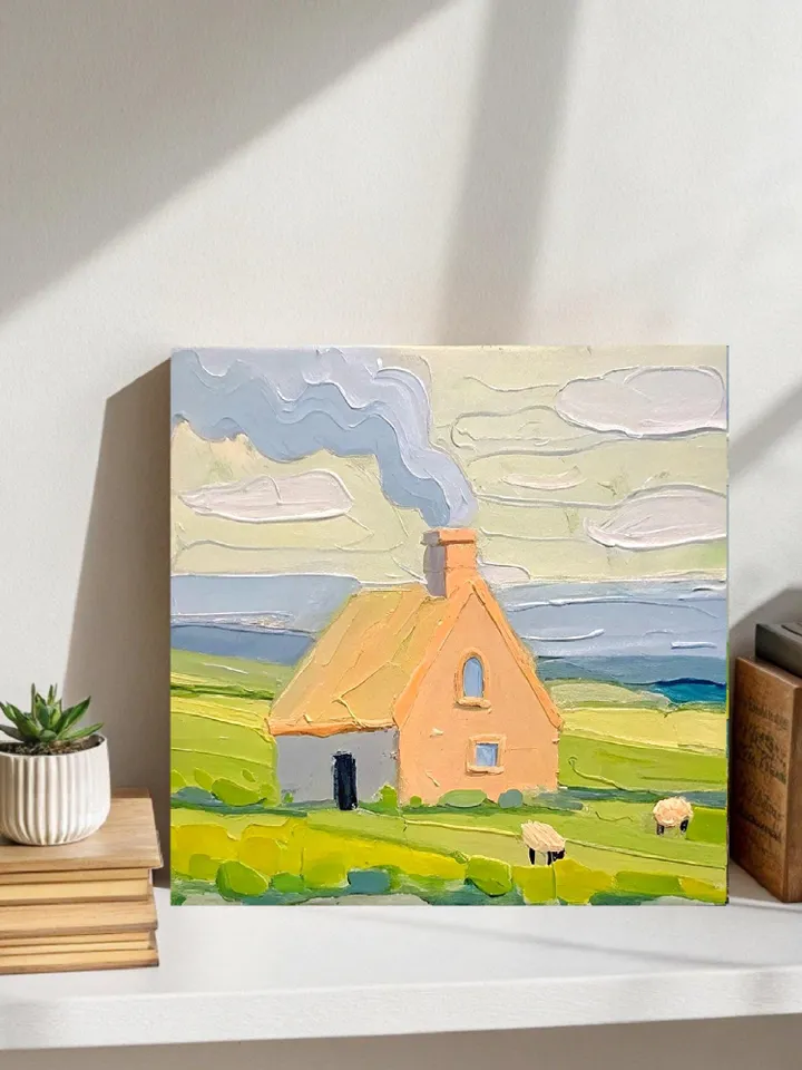 Ireland Painting Irish Farm Original Art Sheeps Painting Kinsale Landscape Impasto Oil Painting Farm Small Artwork Gift by ArtProkopaloSv