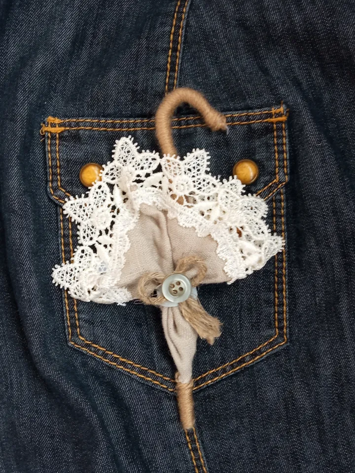 Umbrella handmade linen brooch on a pin/women's accessories/women's jewellery/gift for her/Mather Day gifts/grandma gift