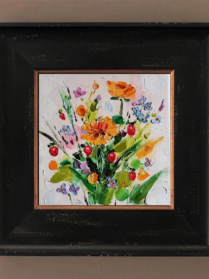Wildflower Painting Daisy Original Art Impasto Oil Painting 微型绘画油畫掛畫