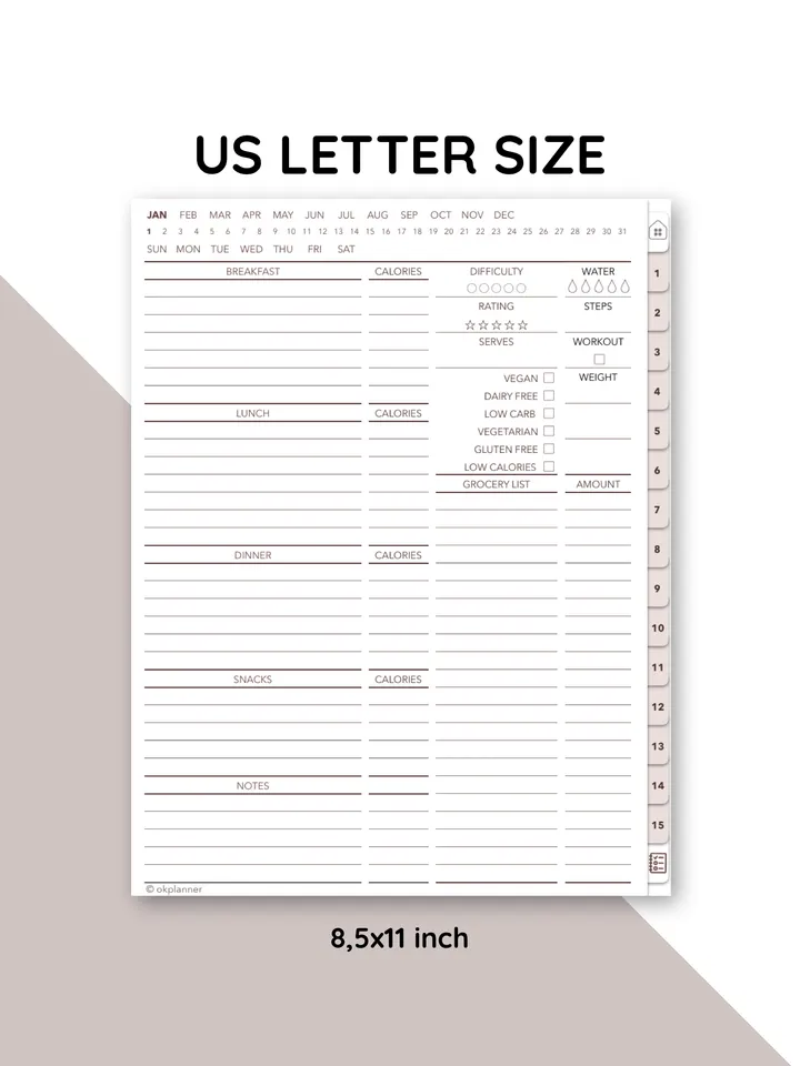 Food diary. Yearly Nutrition Plan. Meal planning. Diet Diary for Weight Loss. Fitness Nutrition log,Food allergy journal