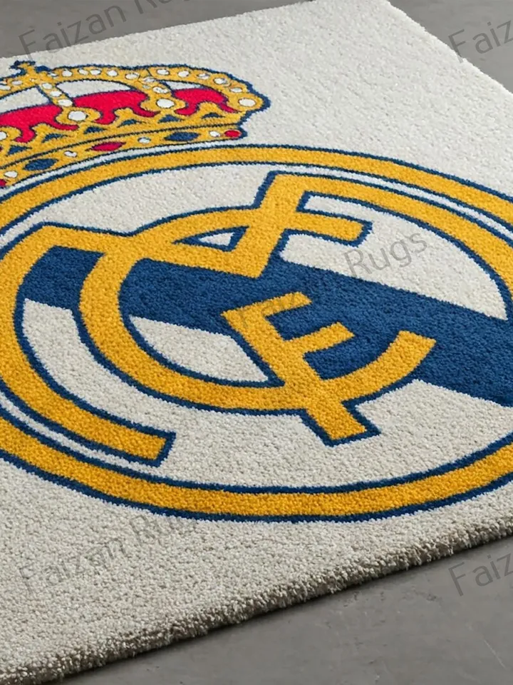 Buy Real Madrid Rug Hand-Tufted 100% Woolen Rug Handmade Area Rug Carpet for Home| Bedroom Rug| Living Room Rug | kids Room | Players rug