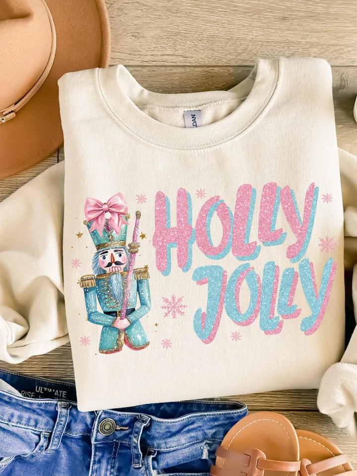 Holly Jolly Nutcracker PNG, Christmas PNG, Nutcracker Christmas, XmasDigital Design, Shirt Design, svg, Coquette, Nutcracker, Pink, Preppy