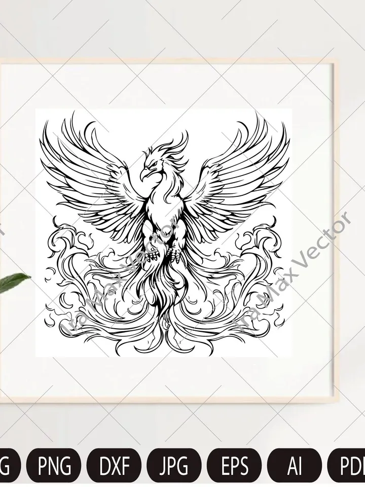 Phoenix Svg, Phoenix Clipart, Phoenix coloring page, Phoenix Wings Svg, Phoenix Cutfile, Phoenix Vector, Phoenix Bird Svg, Firebirds Svg