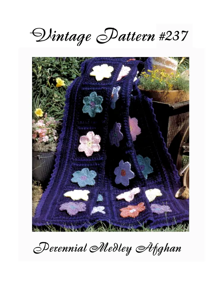 Perennial Medley Afghan Vintage Crochet Pattern 237