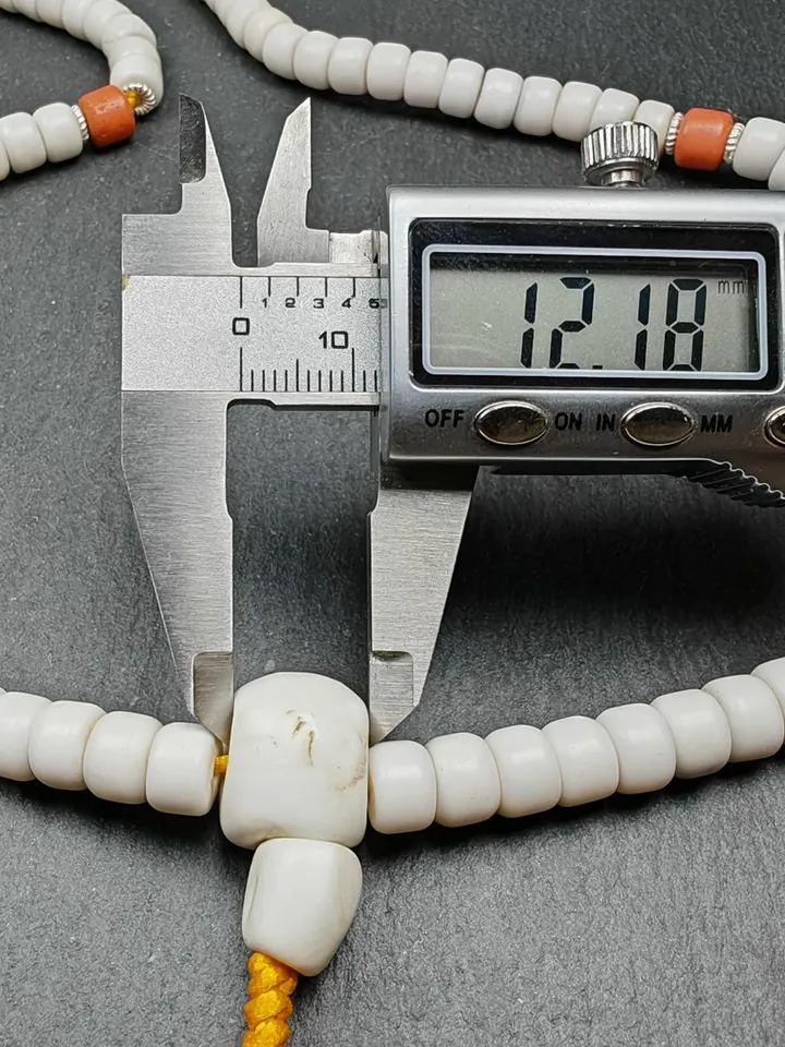 Gandhanra Vintage Tibetan Mala Necklace | 8mm Shankha Shell 108 Prayer Beads for Meditation and Spiritual Practice