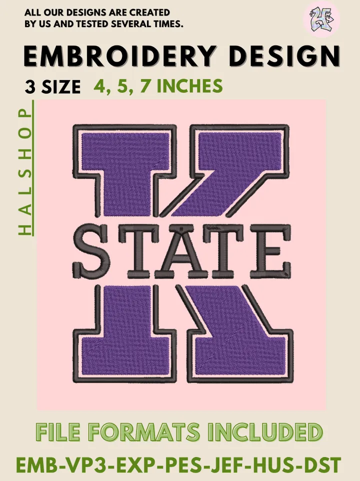 Kansas State Wildcats NCAA Logo β Instant Download Embroidery Design ππ