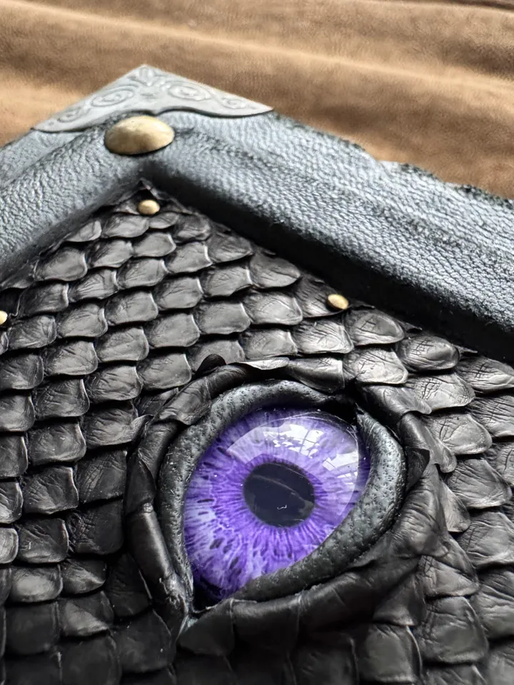 Notebook with an eye made of genuine leather, grimoire, book of shadows.