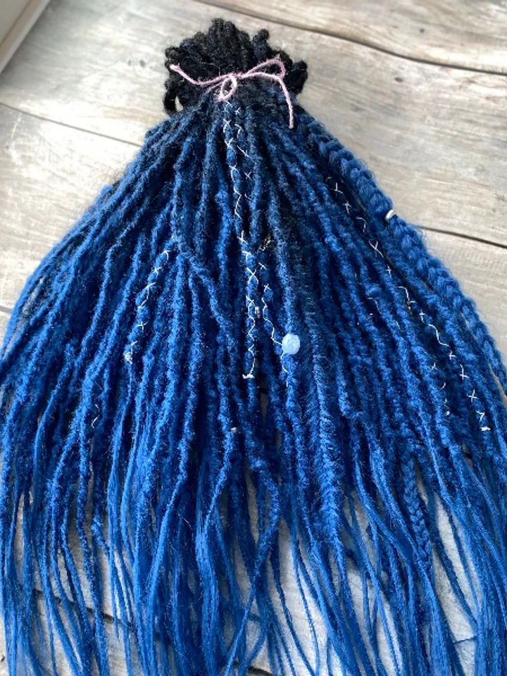 Black to blue ombre synthetic Double ended dreadlocks, ready to ship