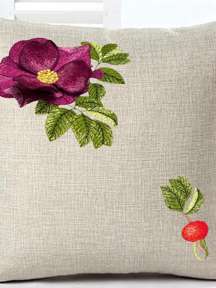 Rose hip set with 3D elements Floral pattern Flower machine embroidery design 3D floral motif 3D flowers digital embroidery pattern clothing