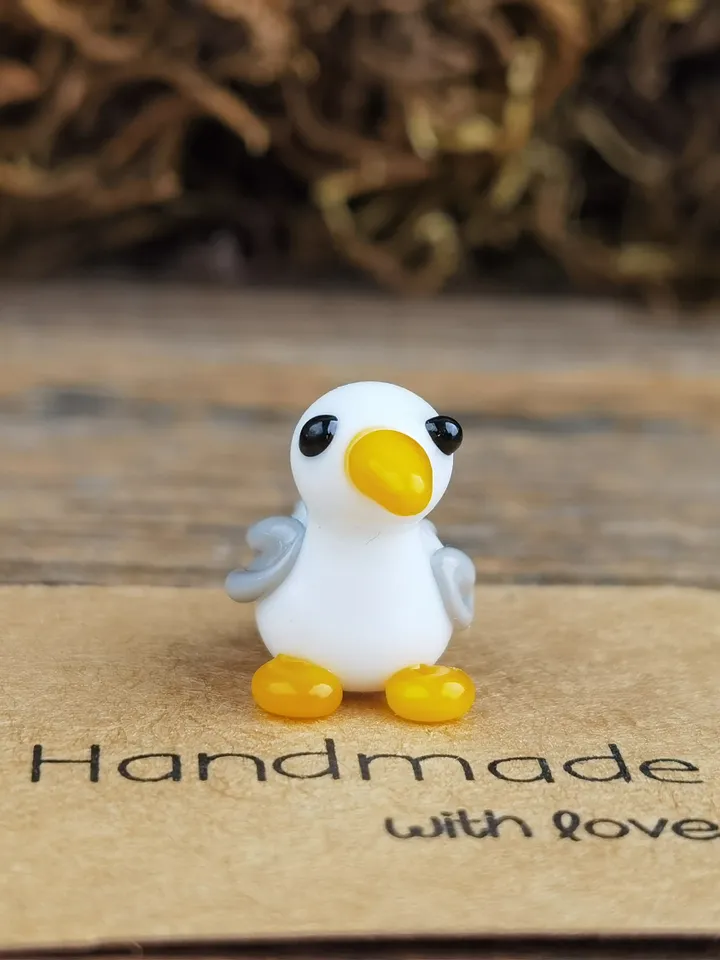 Glass figurines SEAGULL bird figurine Glass seagull figurine Tiny seagull Miniature seagull Tiny glass animals Glass birds