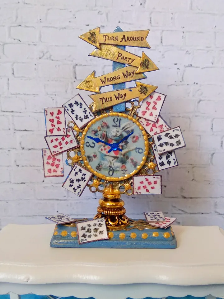 Doll clock in the style of Alice. Imitation.1:12 scale.