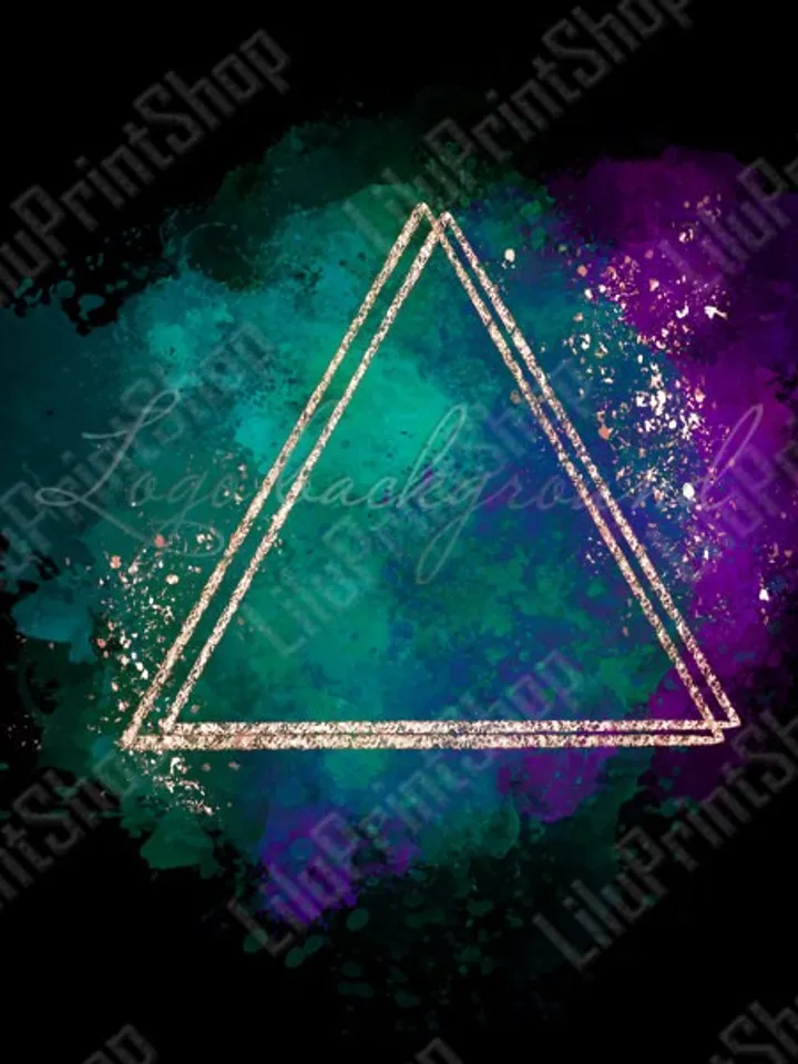 Turquoise and purple Logo Background Png Watercolor logo design with rose gold triangular frame and Gold confetti. Digital instant download