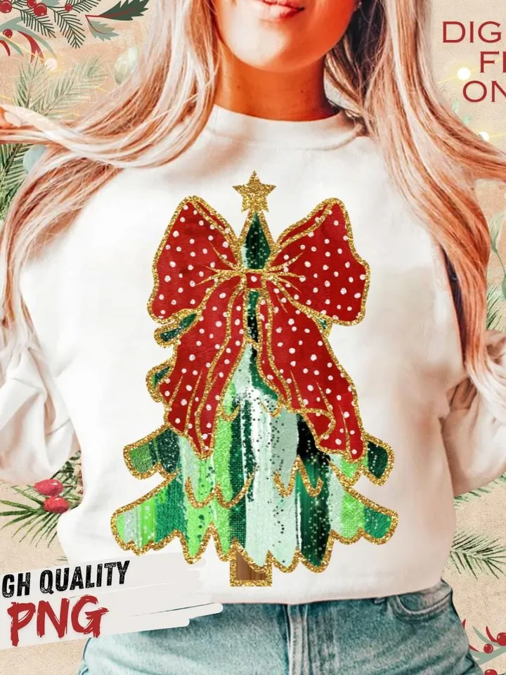 Colorful Coquette Glitter Christmas Tree Png, Girly Christmas Tree Design, Christmas Coquette Bow Dalmantian Dots Png, Kidsds brushstroke 8
