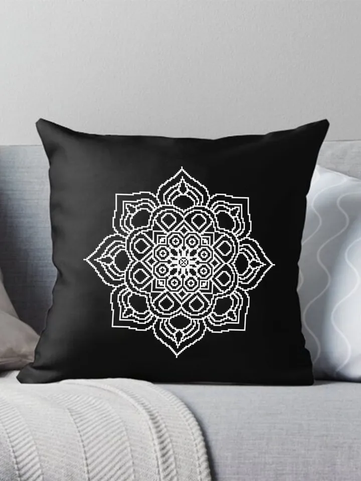 Mandala cross stitch pattern download PDF, Modern mandala ornament cross stitch chart, Monochrome geometric pattern hand embroidery PDF #M42
