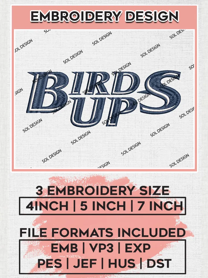 NCAA Birds Up UTSA Roadrunners Team Logo Embroidery Design Files, NCAA UTSA Roadrunners Machine Embroidery, NCAA Teams, 3 sizes, NCAA Machine embroidery designs, Digital Download