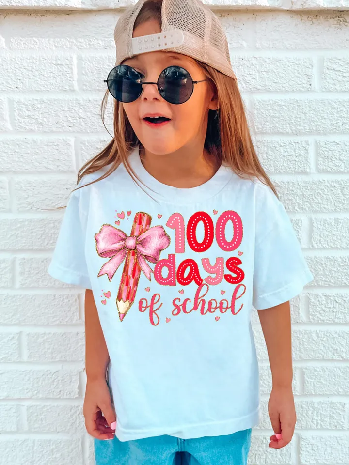 Happy 100 Days Of School Png, Coquette Bow 100 Days Png, Kids 100 Days Brighter Png, 100 Days Coquette Pencil, Teacher Png