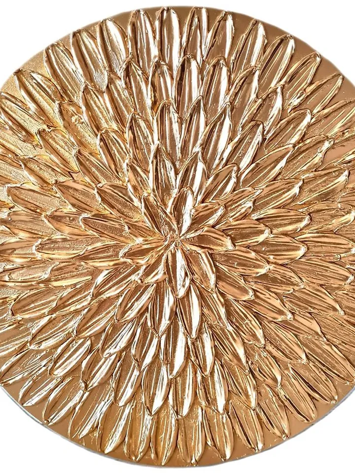 Gold textural wall decor Sofa background wall art Round gold decor handmade