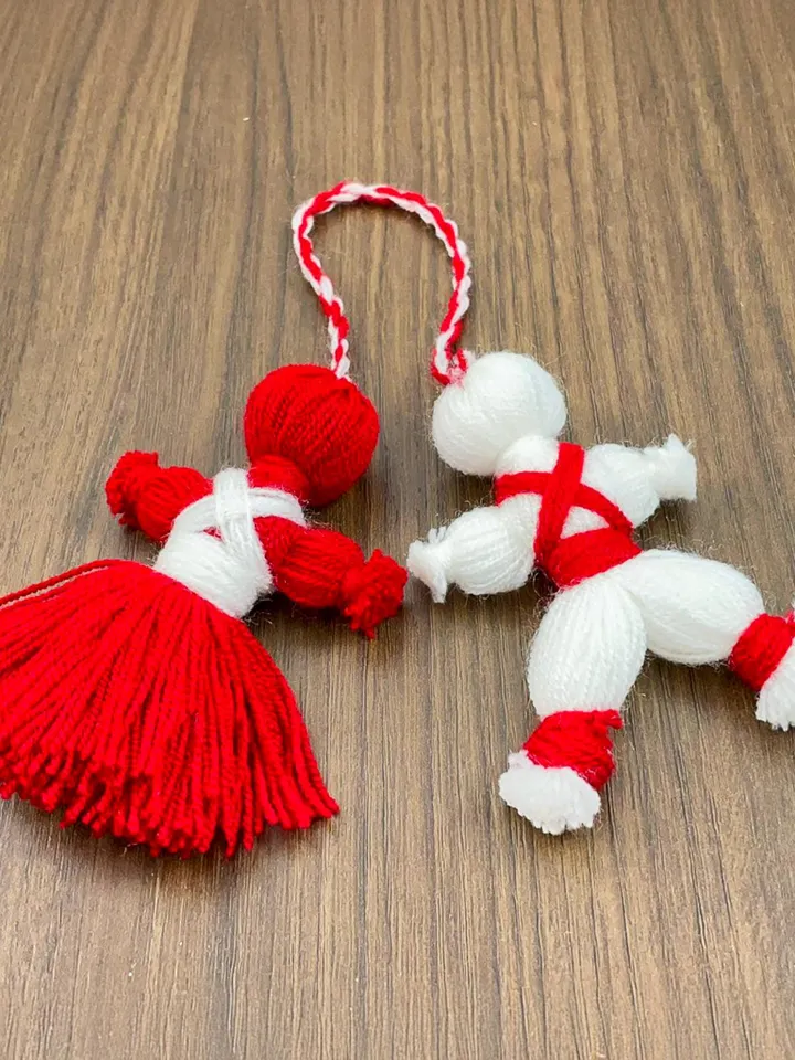 Martenitsa Yarn Doll Ornament Pattern, Baba Marta Crochet PDF tutorial, Traditional Bulgarian Spring Decor, Pizho and Penda Dolls