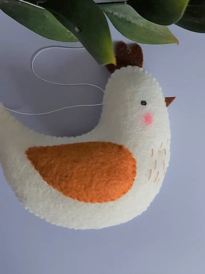 Felt Chicken ornament SET of two for Easter decor