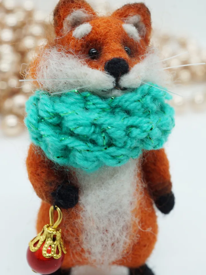 Fluffers the fox, miniature needle felted animal, gift for Christmas, made to order