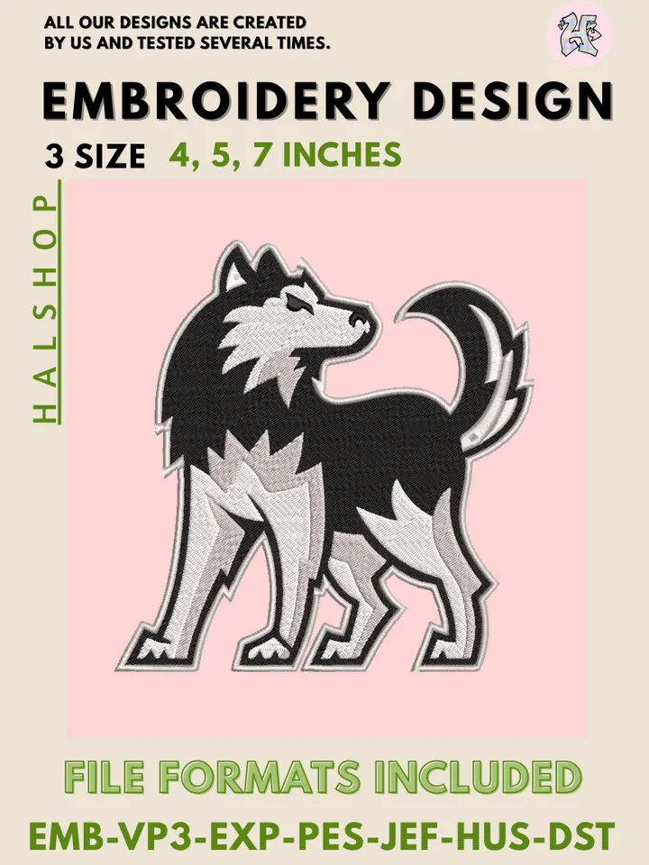 NCAA Northern Illinois Huskies Round Logo Embroidery, NCAA Northern Illinois Huskies Logo Embroidery Files, NCAA Teams, Machine Embroidery Designs, Digital Download