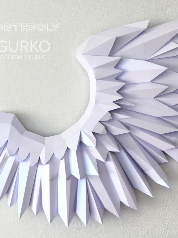 Angel Wings Papercraft, Digital Template, PDF Download, Gurko, Trophy, 3D Low Poly, Pepakura, DIY Origami, Paper Party Decoration, DIY Gift