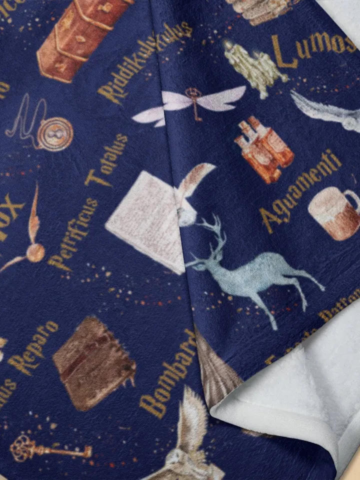 Wizarding World Baby Blanket; Magic School Baby Fleece Blanket Owl Key Magic World Custom Wizard Blanket Gift for Baby Minky Blanket WBB12
