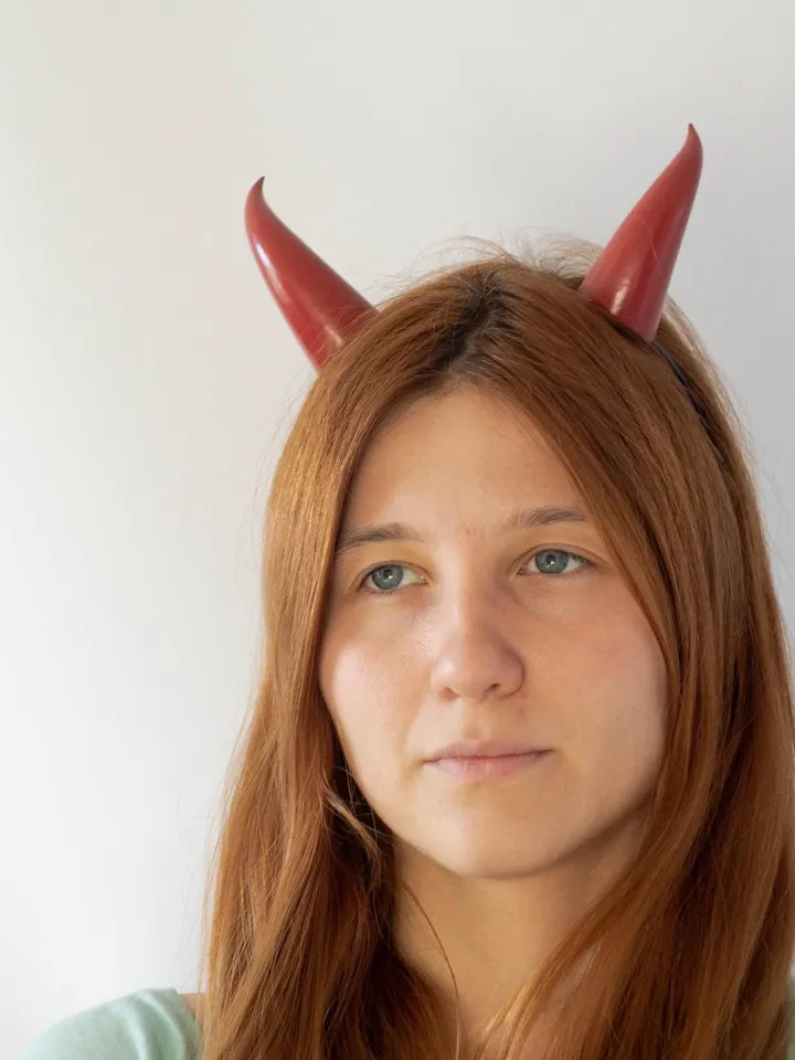 Small Devil Horns, Devil Horns Headband for Halloween, Photoshoot, Red Devil Horns, Realistic Fantasy Cosplay Horns