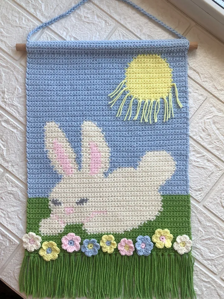 Crochet Rabbit Wall Hanging Decor Pattern PDF