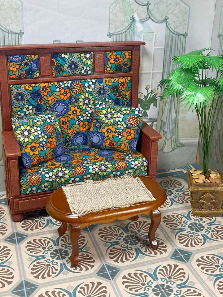 Sofa for dollhouse. Handmade. 1:12.