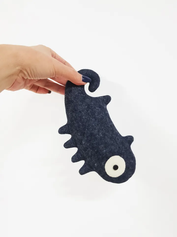 Felt doll sewing pattern PDF stuffed Chameleon, digital tutorial in english
