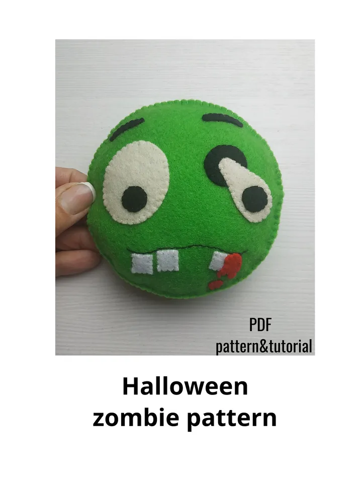 Halloween zombie pattern, Halloween pattern, felt pattern, zombie sewing pattern, zombie ornament, felt zombie pattern, Halloween décor, Halloween gift, Halloween plush zombie, plush zombie toy
