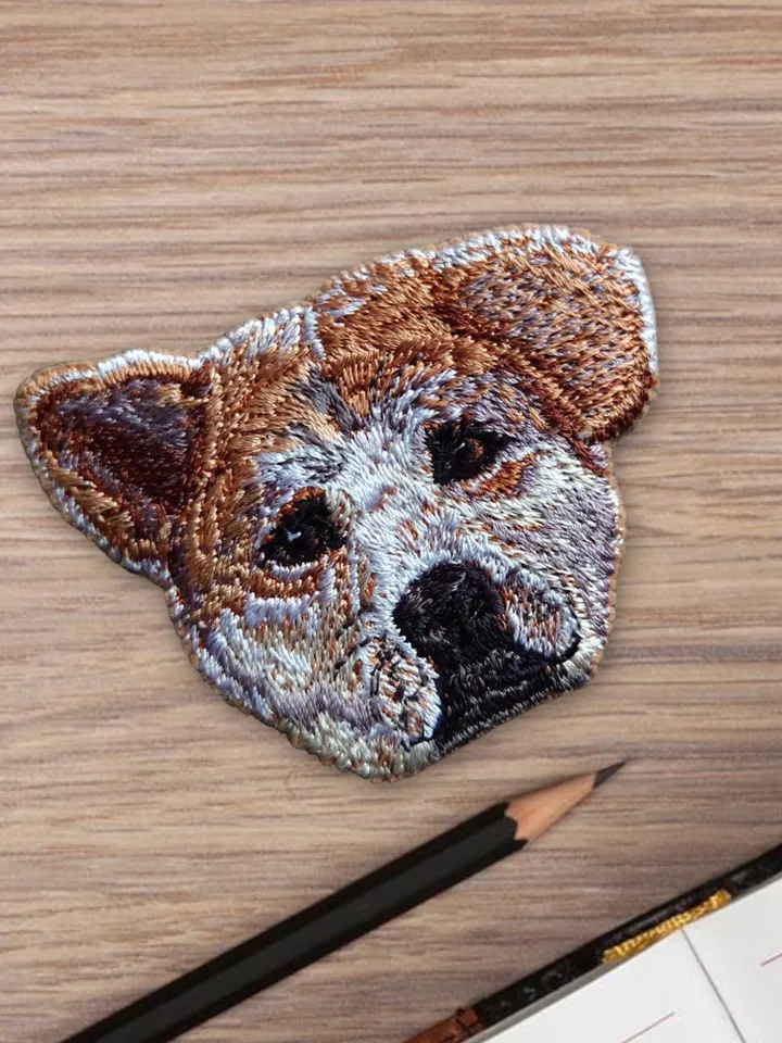 Hachiko brooch Miniature realistic machine embroidery design Pet dog realistic pattern puppy embroidery motif