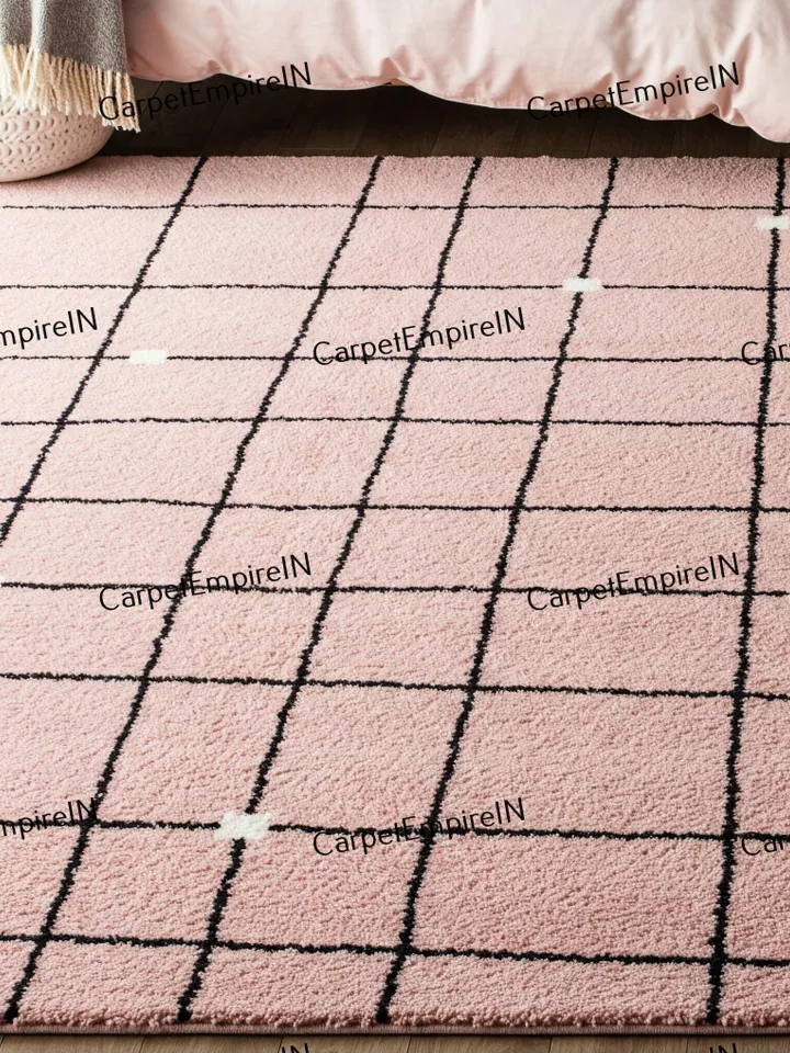 Pink Geometric Rug – Modern Aesthetic Carpet for Bedroom, Living Room & Home Decor – Available in Multiple Size 4x6,5x7,6x9,8x10,9x12,10x14