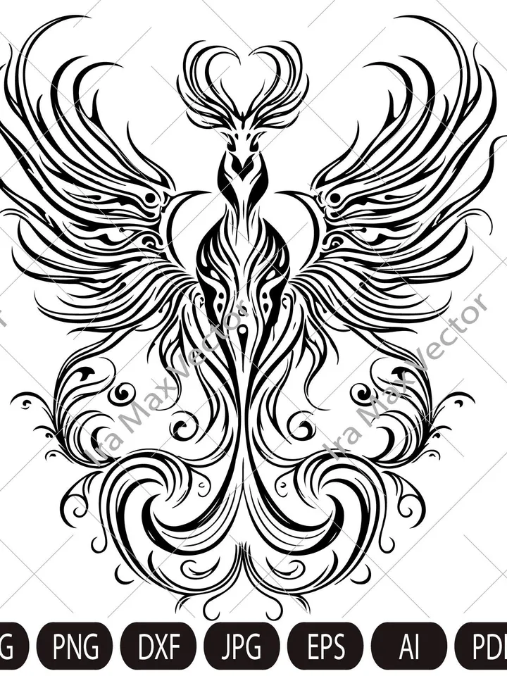 Phoenix Svg, Phoenix Clipart, Phoenix coloring page, Phoenix Wings Svg, Phoenix Cutfile, Phoenix Vector, Phoenix Bird Svg, Firebirds Svg