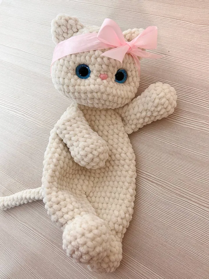 Handmade cat lovey Baby kitty snuggler Cuddle toy for kids