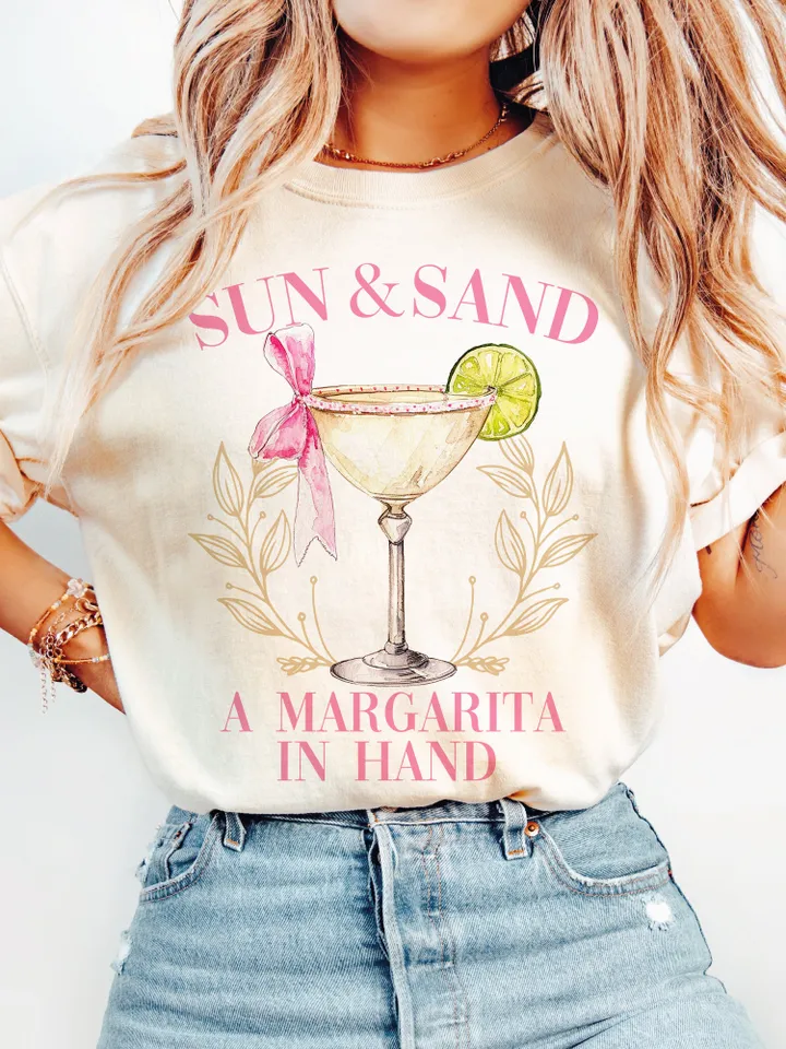 Sun Sand Margarita in Hand Social Club Png Cocktail png Tequila png Social Club Png Girls Club Bachelorette png Trendy Shirt Design Summer