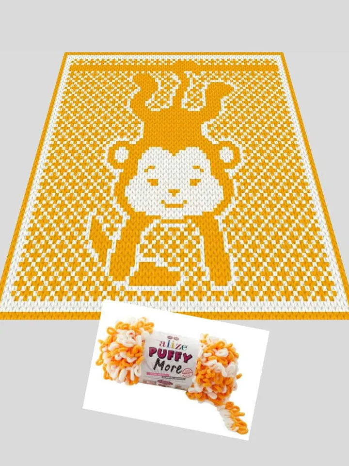 Loop yarn Finger knitted Monkey blanket pattern