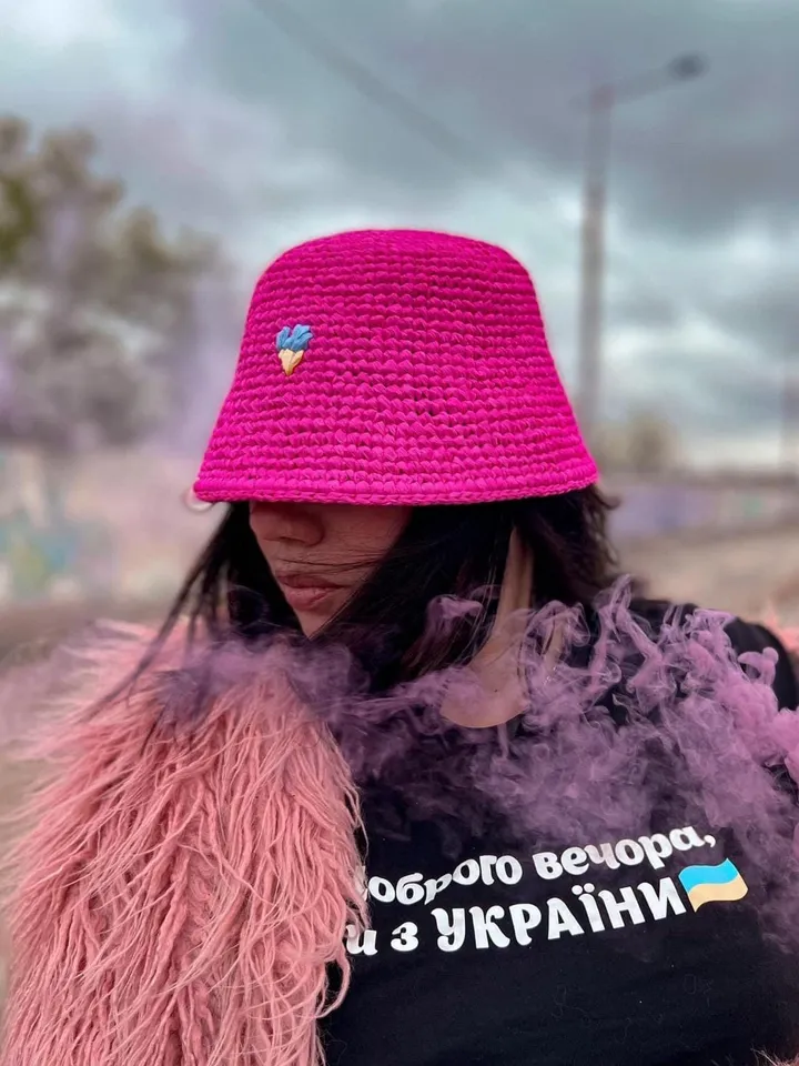 Pink bucket hat crochet pattern PDF, digital instant download, video tutorial, summer hat, eurovision 2022, kalush